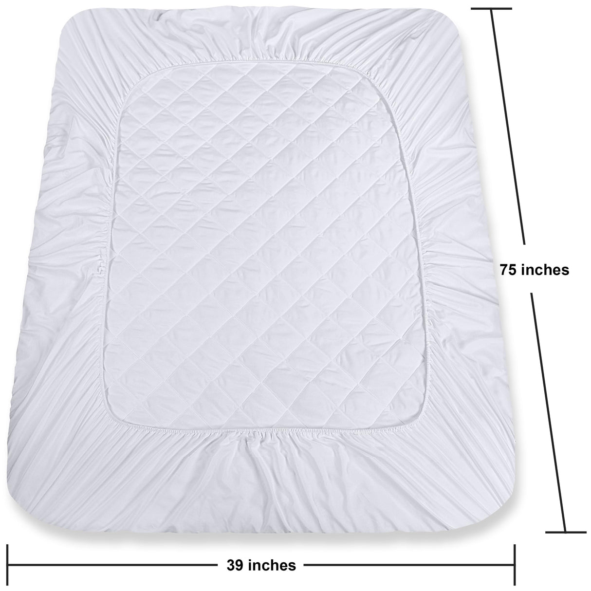 Quilted Fitted Mattress Pad, Twin Mattress Protector Topper with Deep Pocket Stretches up to 16 Inches, Machine Washable Mattress Cover (White)