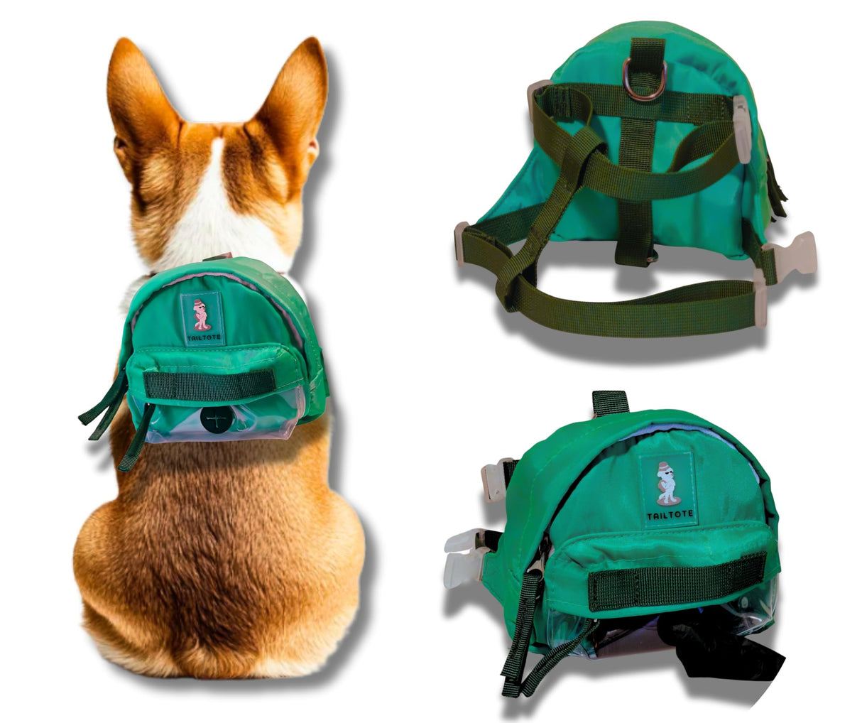 Tailtote Dog Hiking Backpack Lightweight, Adjustable, and Waterproof Pet Poopbag Holder for Outdoor Adventures,Puppy Training School or Everyday Walks (Small)