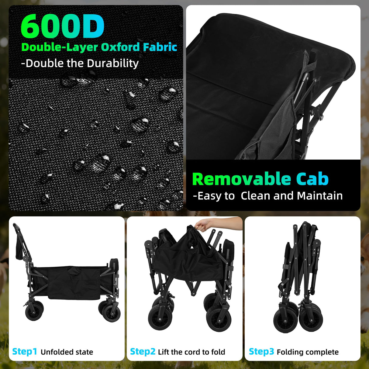 Mariocsa Dog Stroller for Large & Medium Dogs, Foldable Pet Stroller Wagon, All-Terrain with Carbon Steel Frame(Up to 300 lbs), Adjustable Handle, Dog Wagon Suitable for Walking, Camping & Shopping