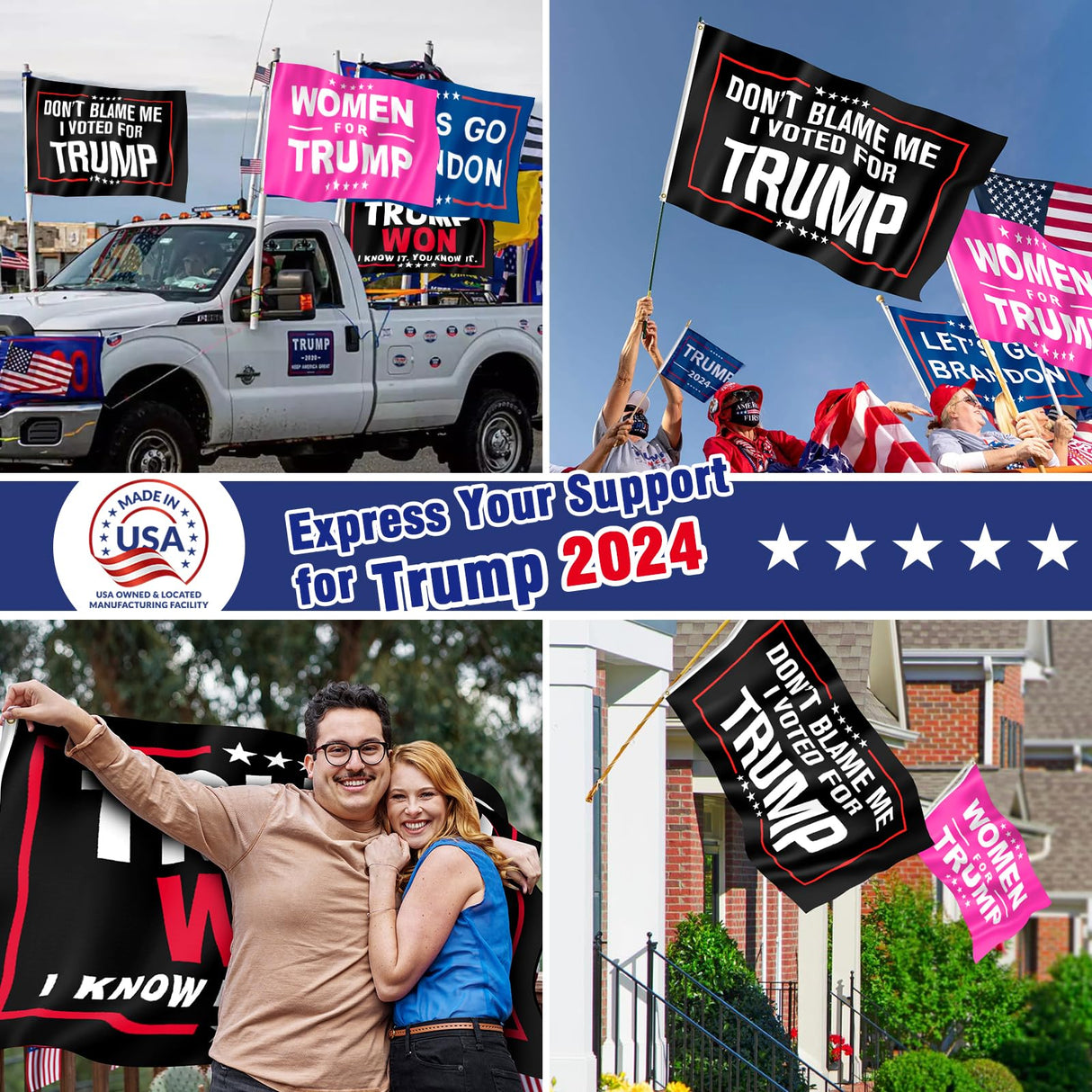 Trump 2024 Flag 4 PACKS - Take America Back Flag, TRUMP WON Flag,WOMEN FOR TRUMP Flag 3x5FT, .Perfect for Re-Elect Trump outdoor indoor (TRUMP WON - 4 PCS)