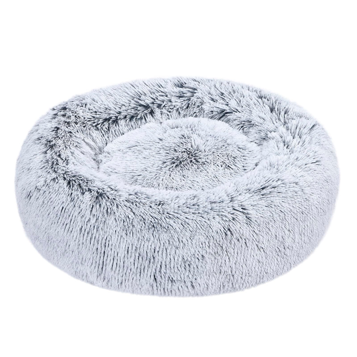 Amazon Basics Washable Donut Pet Bolster Faux Fur Bed with Removable Cover, Anti-Slip Bottom for Dog, Grey, 23" x 23"
