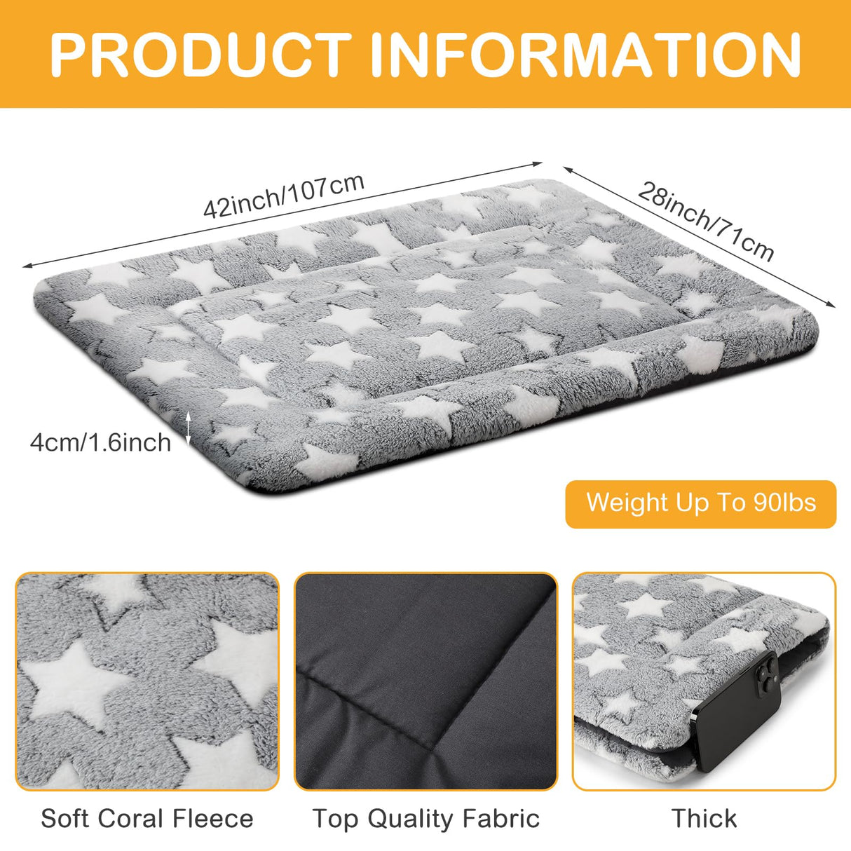 VitalCozy 4 Pcs Dog Crate Pads, Ultra Soft Warm Washable Anti-Slip Kennel Bed Mat for Pets, Reversible, Replaceable, Cozy Cage Liner for Small Medium Large Dogs and Cats(28 x 42 x 1.6 Inch,Gray)