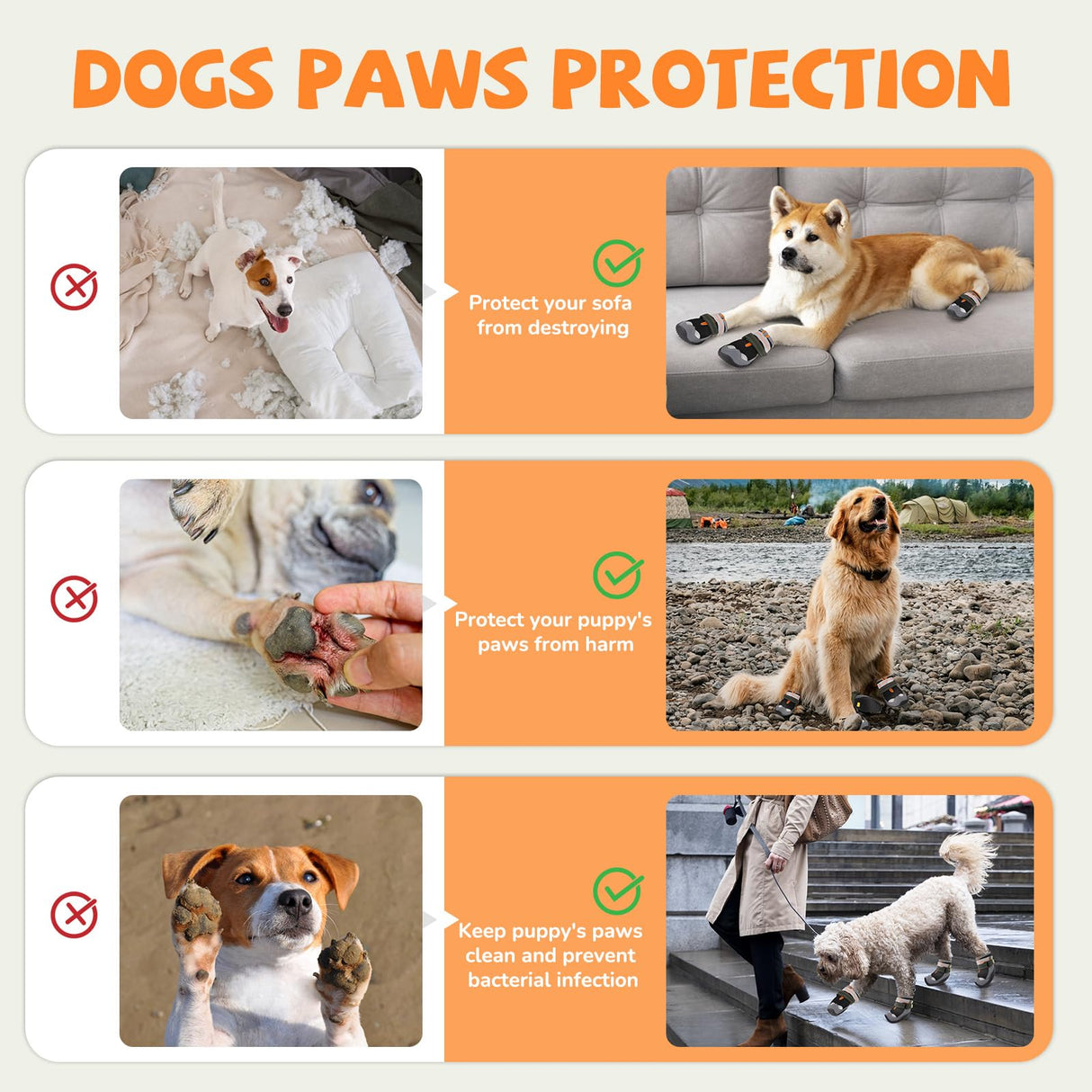 TEWIWAP Dog Shoes for Large Small Medium Dogs, Breathable Dog Booties for Outdoor Walking Hiking Anti-Slip Dog Boots Paw Protectors with Reflective Straps for Hardwood Floor Winter Snow Size 4