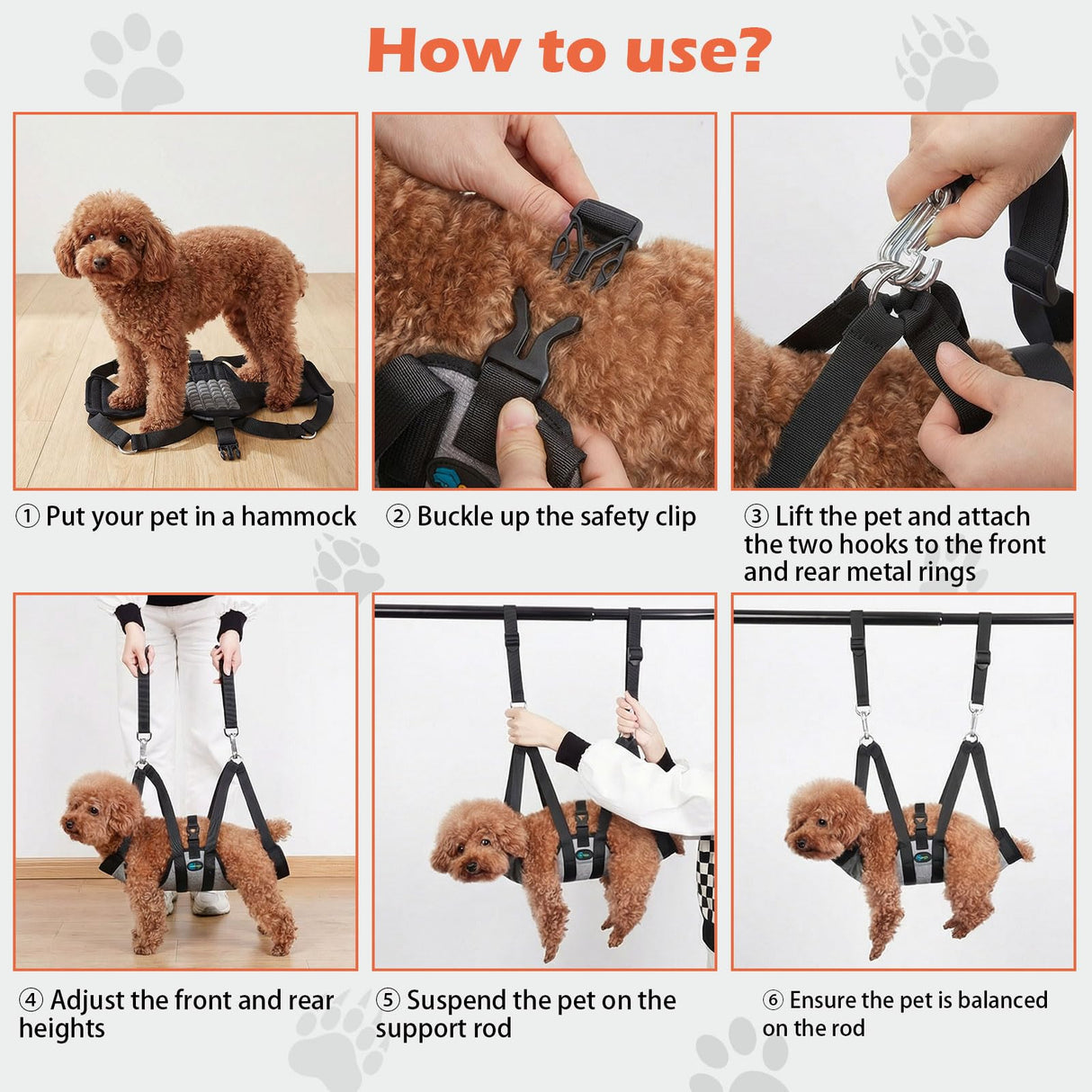 Ownpets Pet Grooming Hammock, Breathable Dog Grooming Hammock with Carabiners, Pet Grooming Harness Sling for Grooming, Hair Nail Trimming Cutting & More (XS)