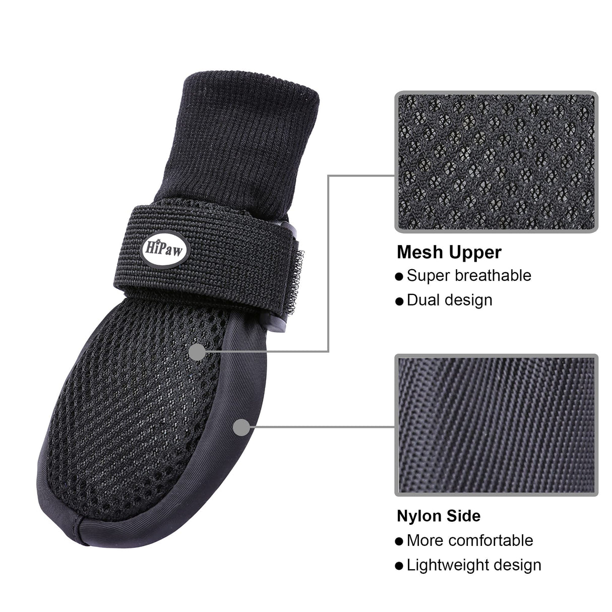 Hipaw Breathable Dog Shoes for Medium Large Dogs,Comfortable Dog Boots with Non-Slip Soles,Paw Protectors for Cold or Hot Pavement,Dog Booties for Hardwood Floors Daily Walking