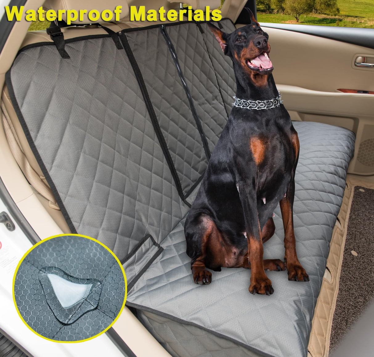 YOVEEKLE Dog Car Seat Cover, Deluxe Waterproof Pet Back Carseat Protector for Cars, SUVs, Trucks, Nonslip and Easy Cleanup Backseat Pet Cover for Automotive Rear Bench (Grey)
