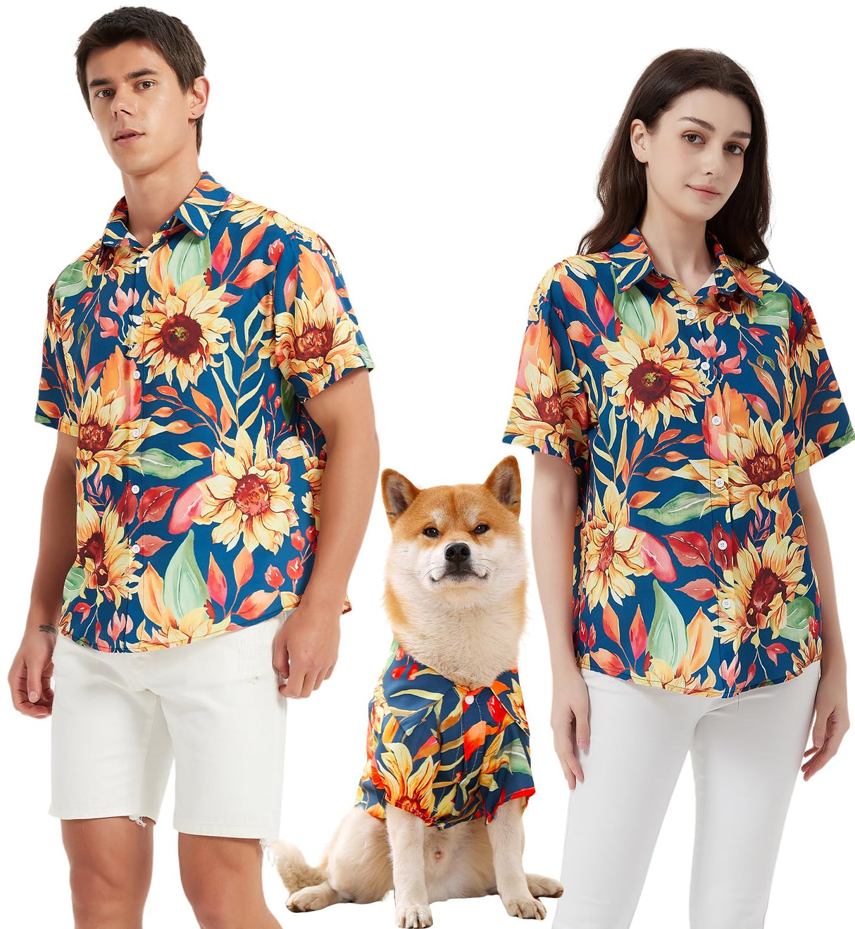 Dog Shirt Hawaiian, Pet Summer T-Shirts Dog Style Floral Breathable Cool Clothes Hawaiian Shirts Gifts for Owner and Pet Shirts are Sold Separately