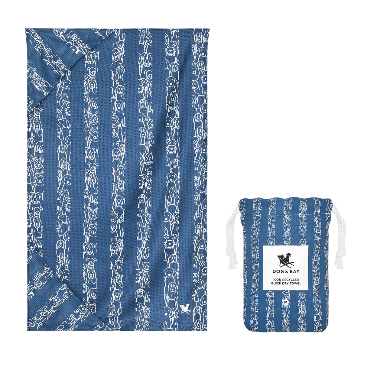 Dock & Bay Pet Towel - Super Absorbent & Quick Drying Dog Towels with Bag - 100% Recycled - Puppy Party, Medium (90x50cm, 35x19)