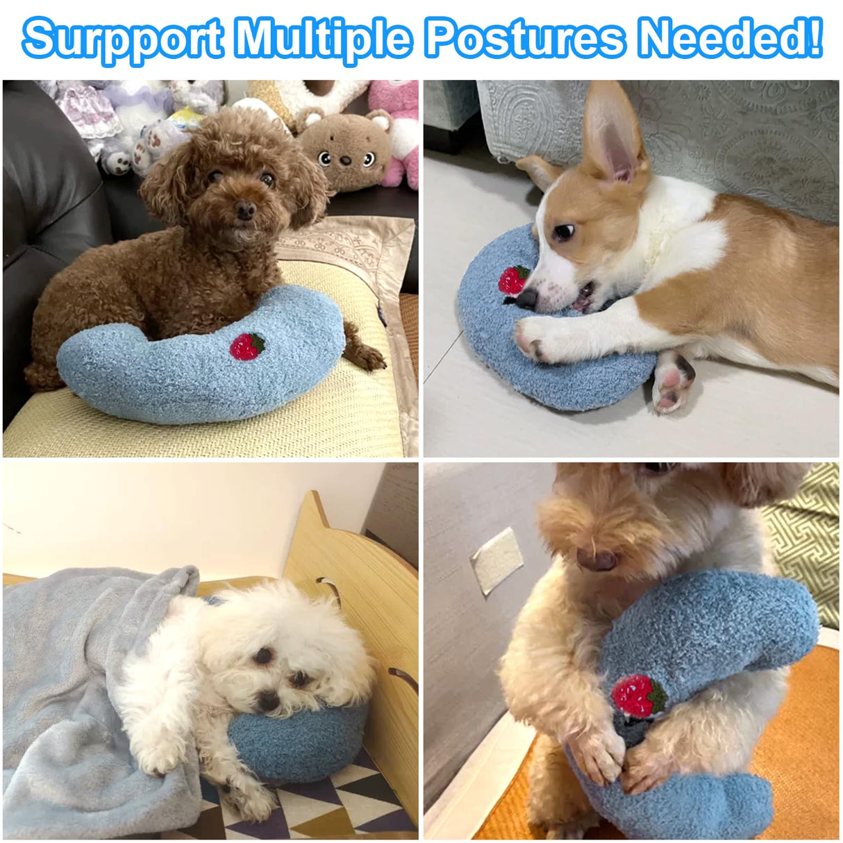 Mity rain 2PCS Dog Pillow, Anxiety Relief Pillow for Dog, Ultra Soft High Density Calming Pillow for Joint Relief Sleeping Improve, Pet Calming Pillow Blue