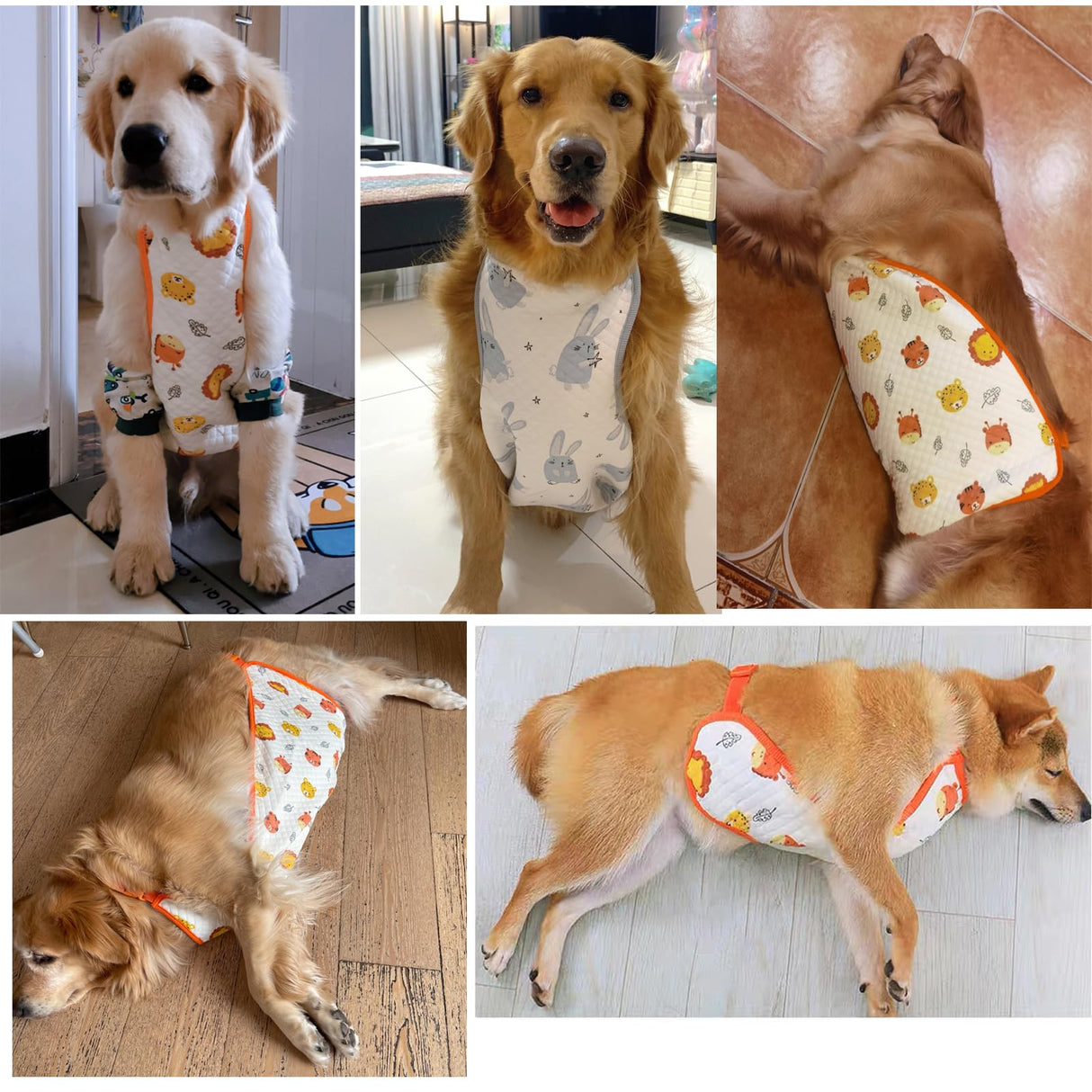 Harikaji Dog Belly Cover, Cat Recovery Suit Pet Abdominal Protective Clothing Washable Dog Bellyband Dog Recovery Suit(Male Blue,L)