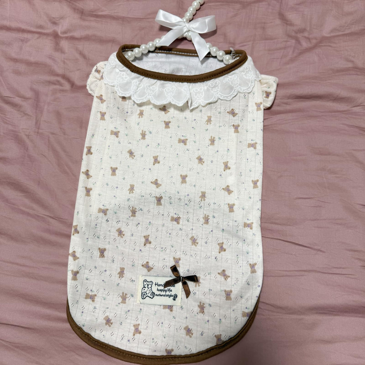 Cute Pet Apparel Cotton Bear Pattern Dog Clothes All Season Lace Sleeveless Puppy Kitten Pullover Soft Skin-Friendly (XL (11-16lbs))