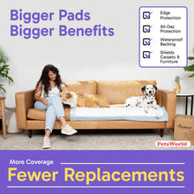 Load image into Gallery viewer, PETSWORLD Enormous Dog Training & Potty Pads, 37x54 inch - Tear Resistant with Strong Leak-Proof Backing, Optional Adhesive Tape, 50 Count