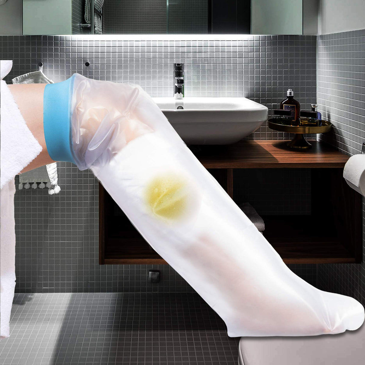 Asunby Leg Cast Covers for Shower Adult,Waterproof full Leg Cast Protector for Showering/Swimming,Reusable Elastic Cast Bag for Broken Knee Foot Ankle Burns Care Supplies, After Surgery Gifts