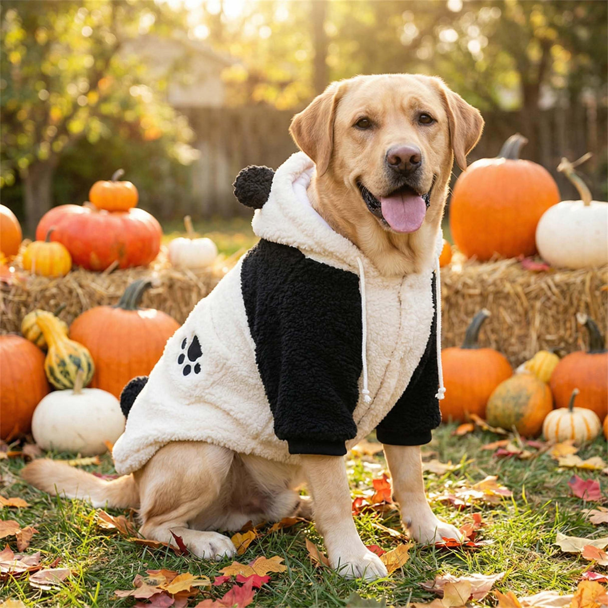 FLAdorepet Halloween Large Dog Panda Costume Outfits Winter Warm Pet Jacket Coat Funny Clothes for Medium Large Dog Labrador Husky Beagle (20, Panda)