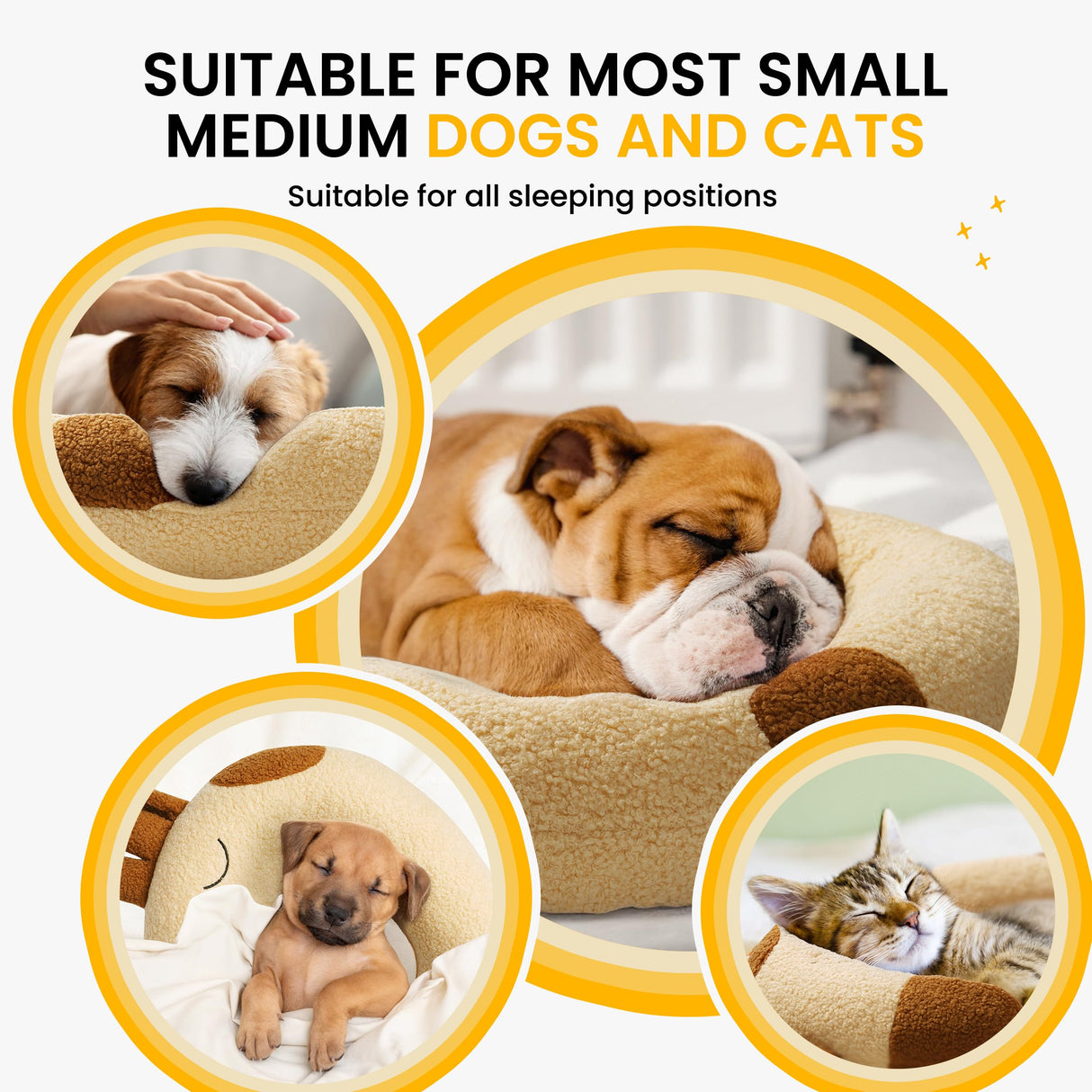 HiPetpy Dog Pillow - Soft Neck Pillow for Dogs, Washable Dog Calming Pillows for Better Sleep, Reduces Anxiety, Gift for Medium/Large Dogs and Cats (Yellow)