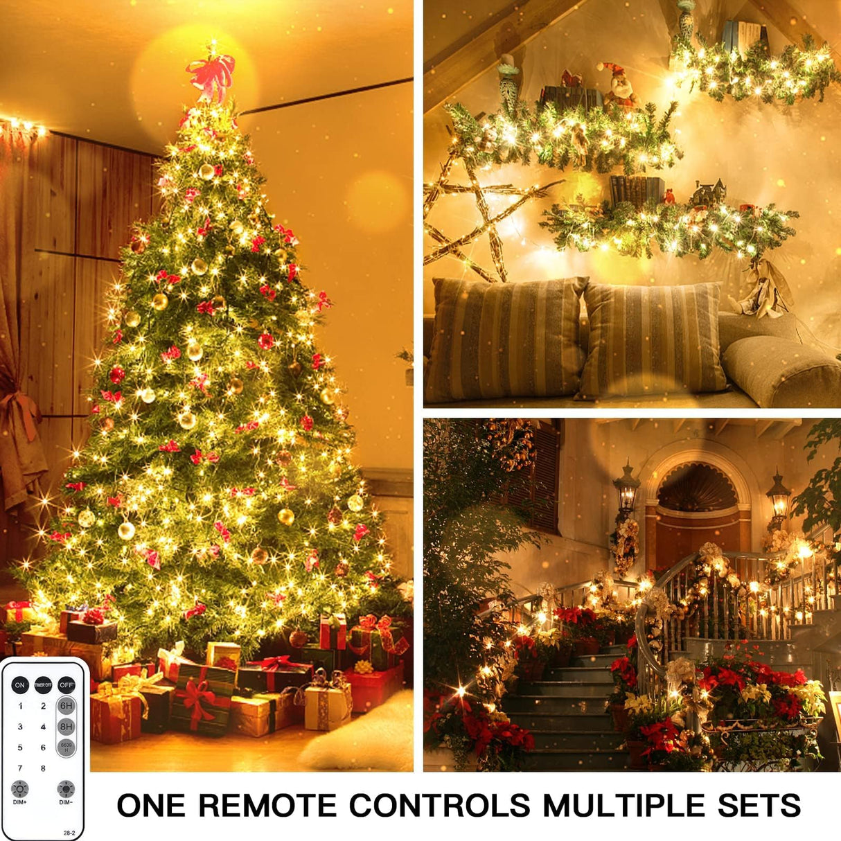 suddus 300 Led Christmas Lights Outdoor, 99ft Christmas Tree Lights Connectable, Warm White Christmas Lights Indoor for Xmas Holiday Yard Party Porch Holiday Lights Decor