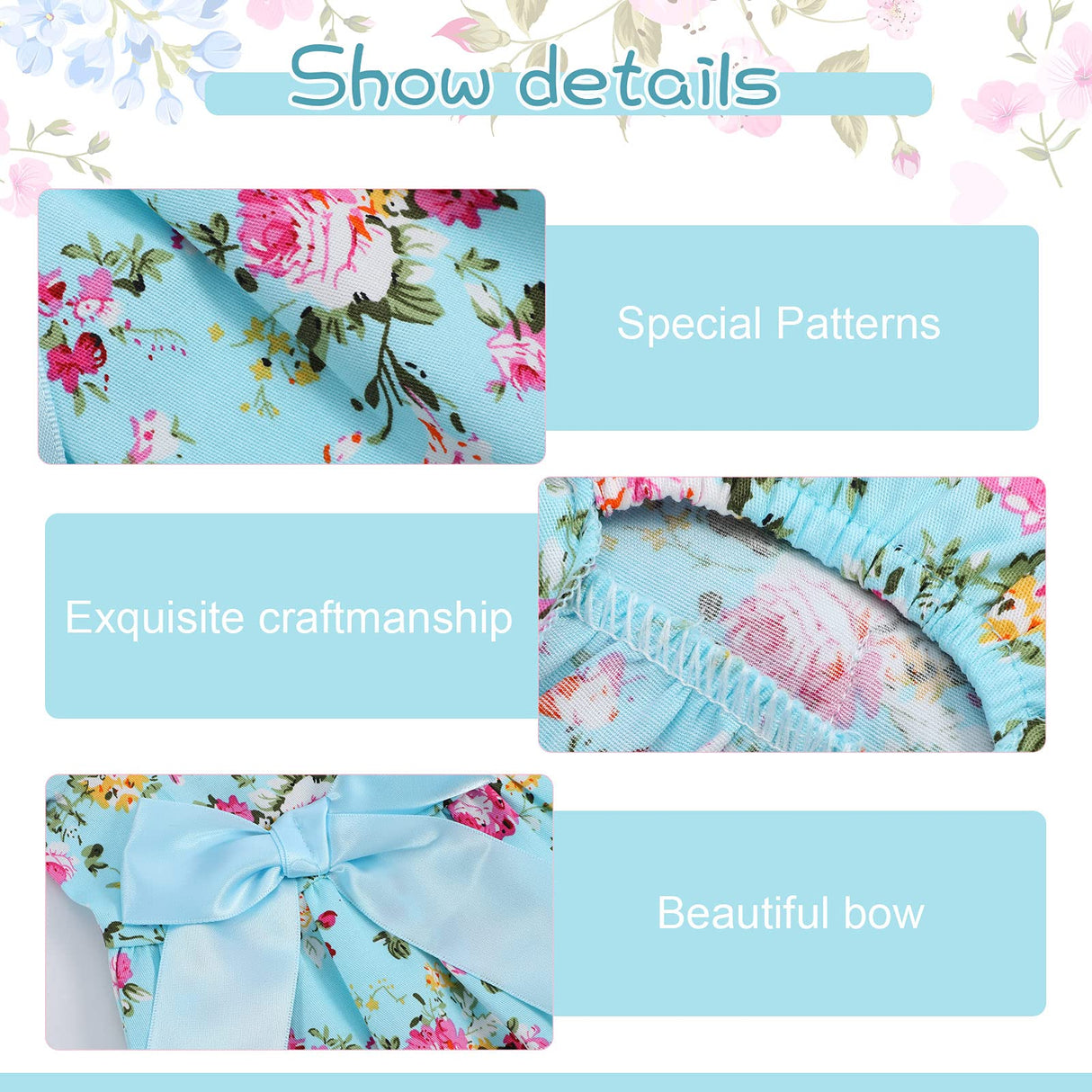 Frienda 6 pcs Dog Dresses Girls Dog Clothes Floral Cute Princess Bowknot Puppy Dresses Pet Cat Clothes Skirts Rosette Summer Outfits Apparel for Chihuahua Yorkies Female Small Cat Pets Kitten(S)