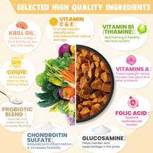 Load image into Gallery viewer, 24-in-1 Dog Vitamins and Supplements 200 Ct Dogs Multivitamin Chewable Contain Chondroitin Probiotics Omega-3 Glucosamine for Dogs Skin Coat Heart Joint Gut Liver Brain Eyes Immune Support - Chicken