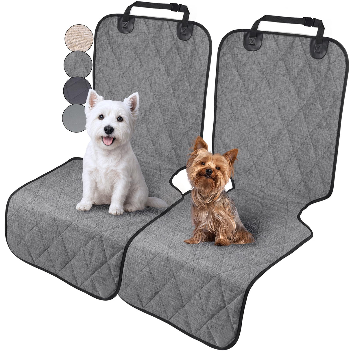 VIVAGLORY Dog Front Seat Cover Seatflex Car Seat Protector for Dog, Car Cover for Pet, Front Single Bucket Captain Chair Protector, Standard, Heather Black, 2Pack