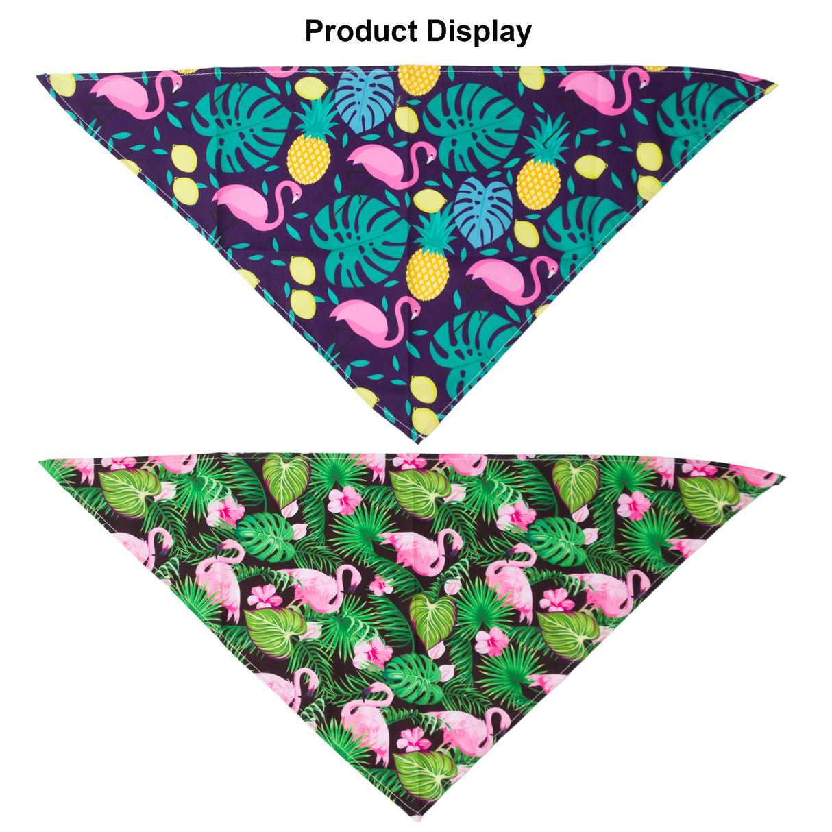 ADOGGYGO Summer Hawaii Dog Bandana, 6 Pack Flamingo & Fruit Pattern Triangle Summer Bandanas for Extra Large Dogs Pets (X-Large)