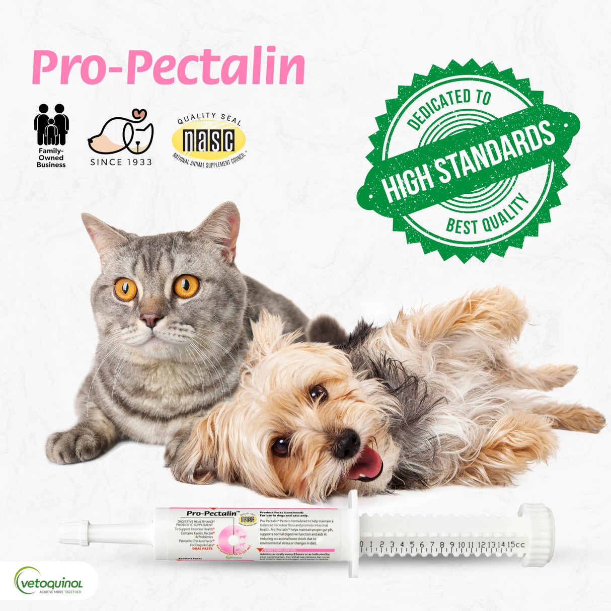 Pro-Pectalin Oral Paste for Dogs & Cats, Helps Relieve Occasional Diarrhea in Cats and Dogs, Situational Diarrhea Relief with Kaolin and Pectin, Contains Beneficial Probiotic Bacteria, 30cc
