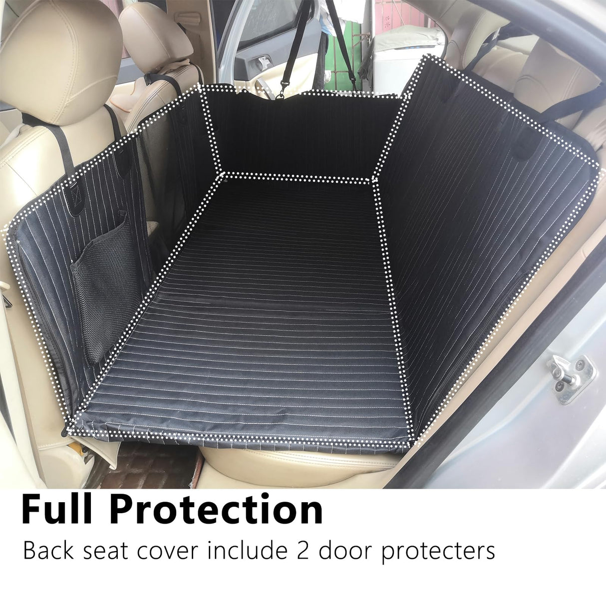 YMETECH Back Seat Extender for Dogs, Dog Car Seat Cover, Back Seat Bridge Gap Filler, Non-Inflatable Car Camping Mattress Bed, Dog Hammock for Truck SUV (Black)