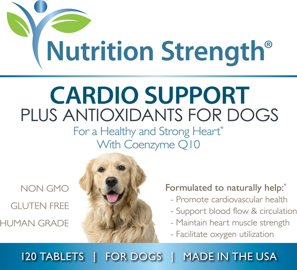 Nutrition Strength Cardio Support for Dogs Plus Antioxidant, L-Carnitine, L-Taurine, with Coenzyme Q10 and Vitamin E, Promotes a Healthy and Strong Dog Heart, 120 Chewable Tablets