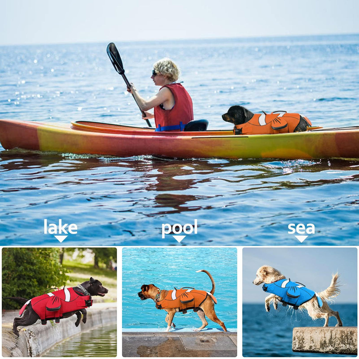 DENTRUN Dog Life Jacket for Small Dogs, Ripstop Adjustable Swim Vest with Rescue Handle, High Visibility Safety Flotation Jacket for Swimming, Boating, Beach, Pool, and Water Activities