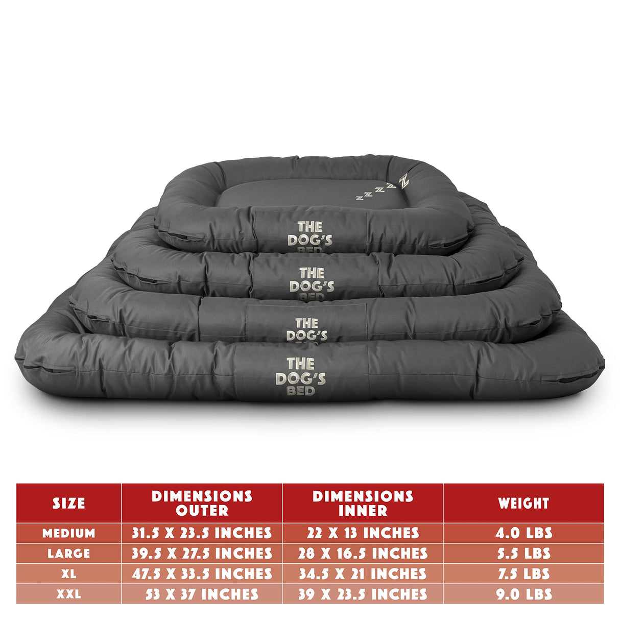 The Dog’s Bed Utility Waterproof Dog Bed for Medium Dogs, Grey - Washable Durable Indoor Outdoor Dog Bed, Tough Oxford Fabric, Removable Cover, Crate Car Kennel Travel Bed