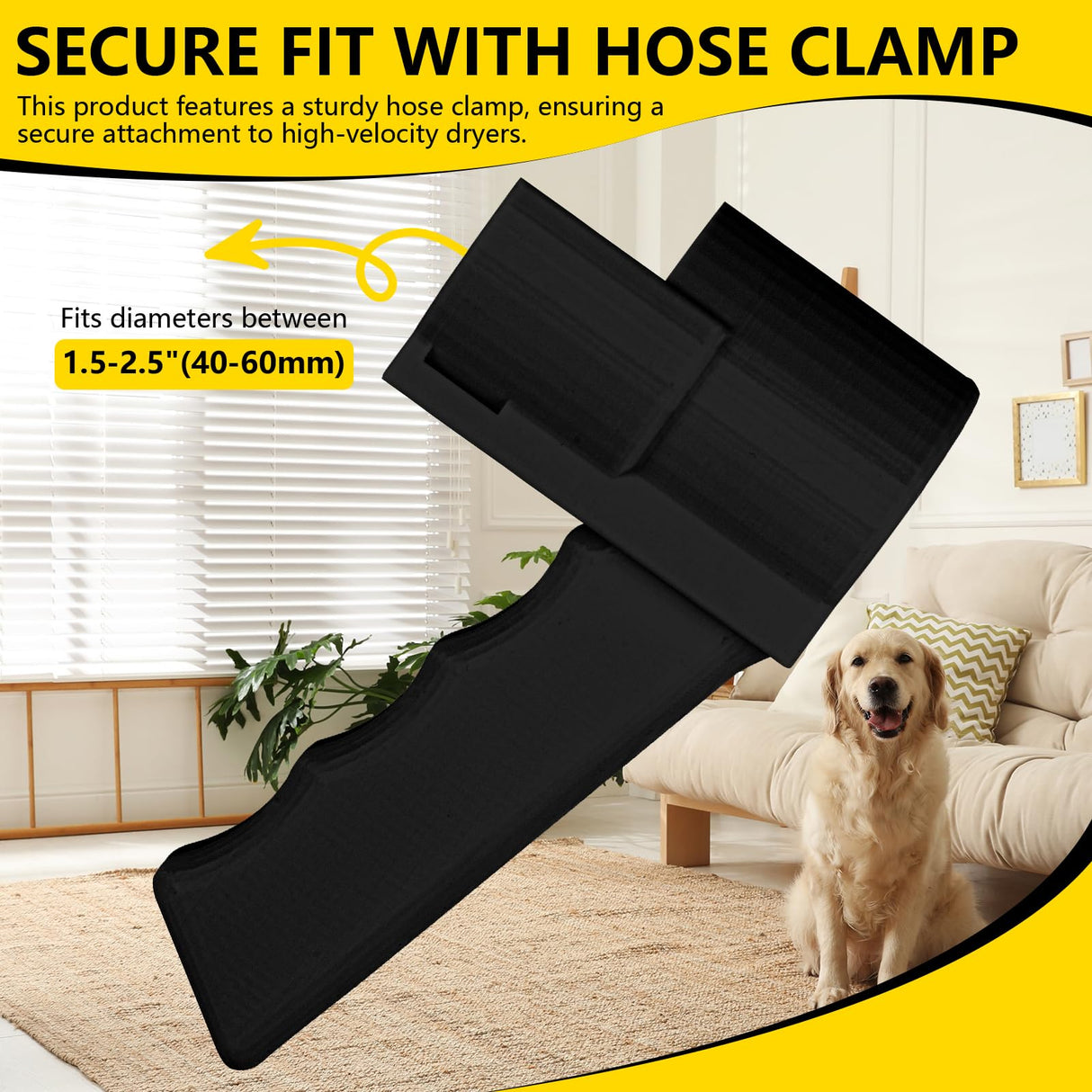 Grip Dryer Handle for Dogs V3, Lightweight Holder for High Velocity Dog, Enhanced Comfort & Control for Pet Grooming Dryers(Black)