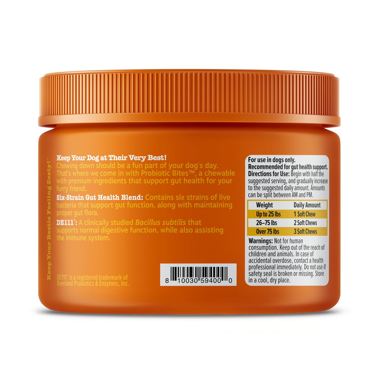 Zesty Paws Probiotics for Dogs, Digestive Enzymes Gut Flora, Digestive Health, Diarrhea & Bowel Support, DE111, Dog Probiotics Soft Chew for Pet Immune System, Chicken, 50 Ct