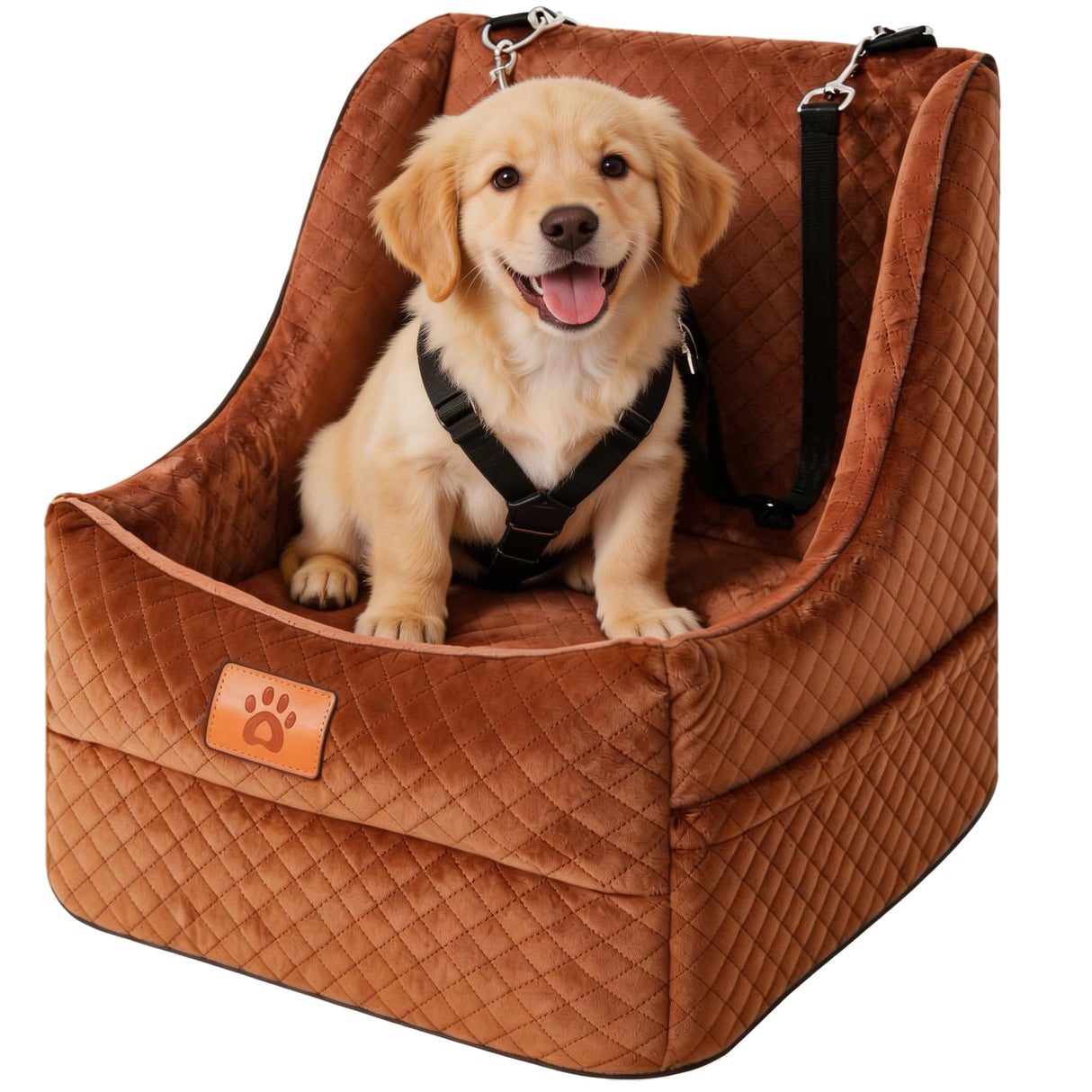 AiryCute Dog Car Seat for Medium Dogs – Premium Pet Booster Seat with Two Pet Safety Belts, Detachable Washable Cover Non-Slip Base, Portable Dog Travel Seat for Road Trips & Daily Errands Up to 35lbs