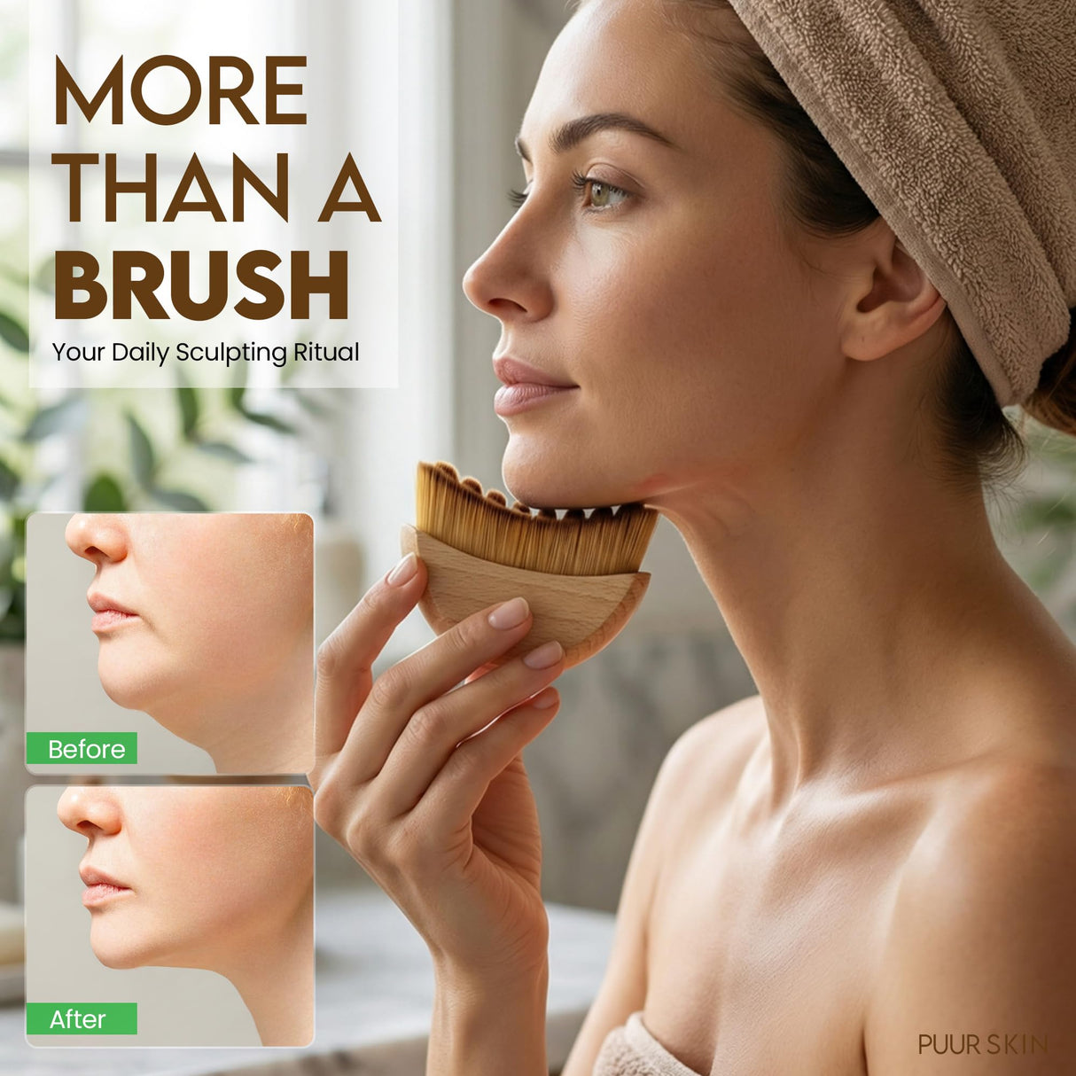 Premium Lymphatic Contour Face Brush for Sculpting - Lymphatic Drainage Massager - Wooden Tool for Face - Anti-Puffiness - Detox & Lift - Ergonomically Designed to Fit The Skin Precisely