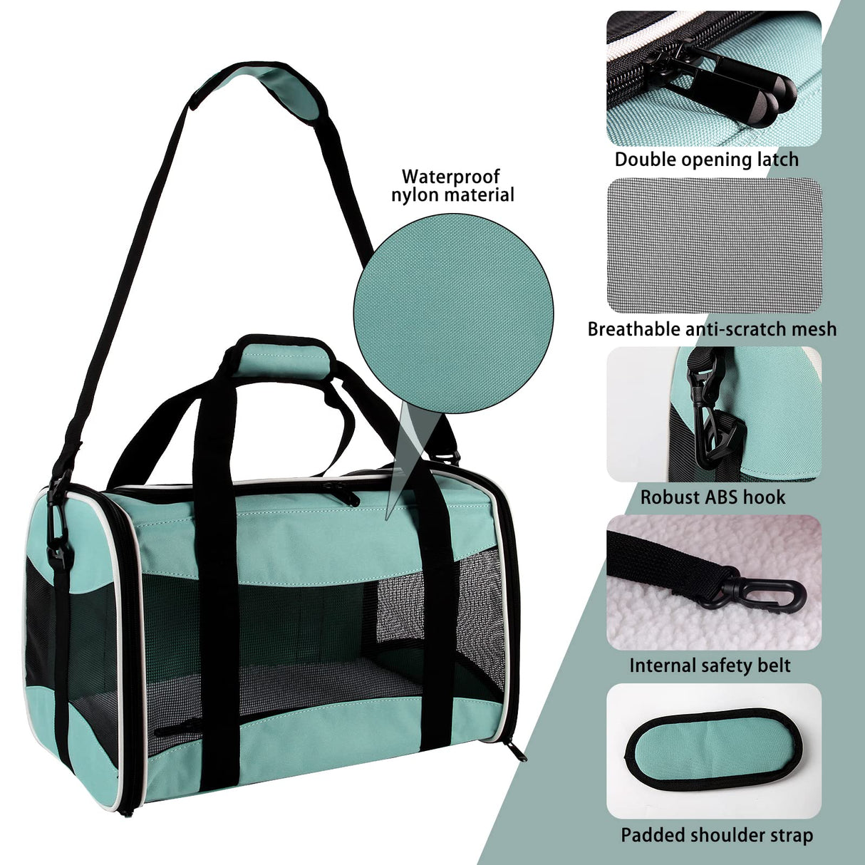 Small Animal Travel, Carrier for Hedgehog Rat Parrot Bird Guinea Pig, Lizards Carrier, Soft Sided Travel Carrier Portable Guinea Pig Up to 10 Lbs (15 * 10 * 10, Green)