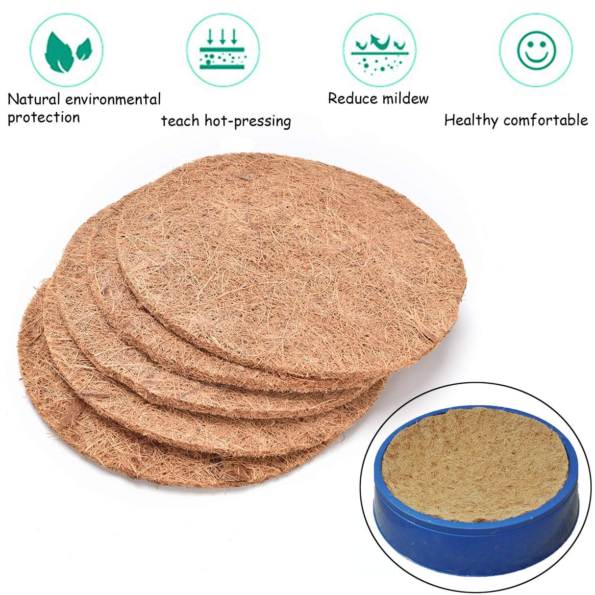 kathson 12 PCS Pigeon Nesting Pads,Thick Bird Breeding Nests Mat for Chicken,Natural Coconut Fiber Nest Material Pigeon Breeding Accessories Warm Comfortable Parakeet Bedding Bird Hatching Pads