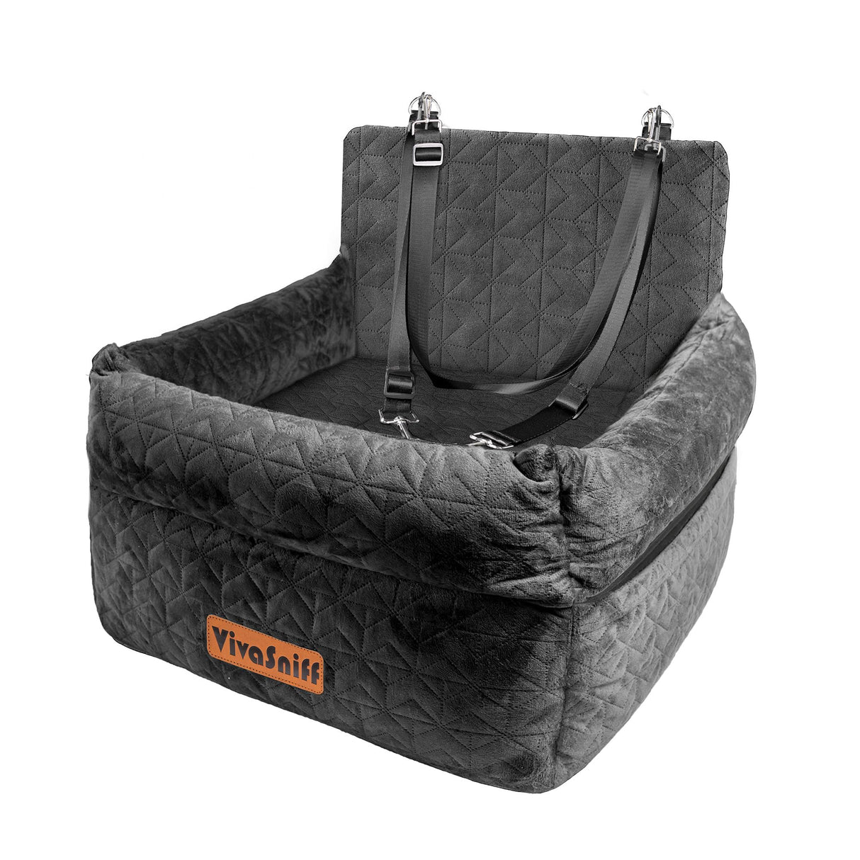 Dog Booster Car Seat for Small/Medium Dogs, VIVASNIFF 6 Inches Memory Foam Elevated Dog Pet Car Bed up to 45 lbs with 2 Safety Belts, Leakproof, Detachable and Washable (Black).