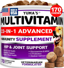 Load image into Gallery viewer, Dog Multivitamin Chewable with Glucosamine - Dog Vitamins and Supplements - 170 Treats - Senior & Puppy Multivitamin for Dogs - Hip & Joint Support - Immune Health, Skin, Heart, Digestion, Probiotics