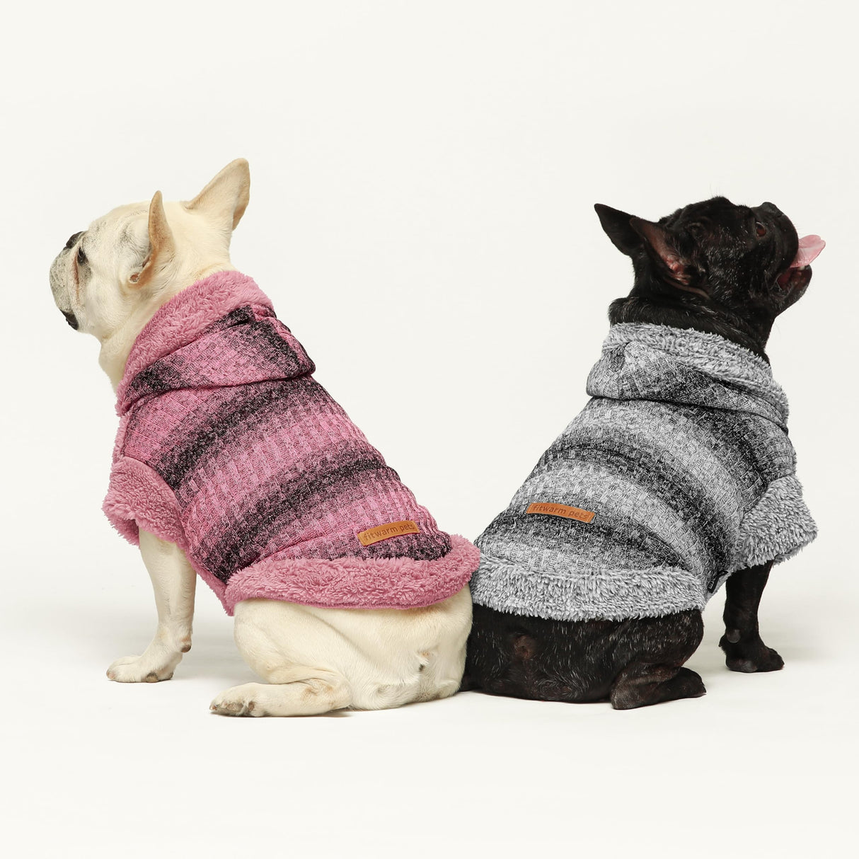 Fitwarm Fuzzy Dog Sweater, Knitted Winter Dog Clothes for Small Dogs Girl, Pet Cat Hooded Outfit, Heather Pink, Black, XXL