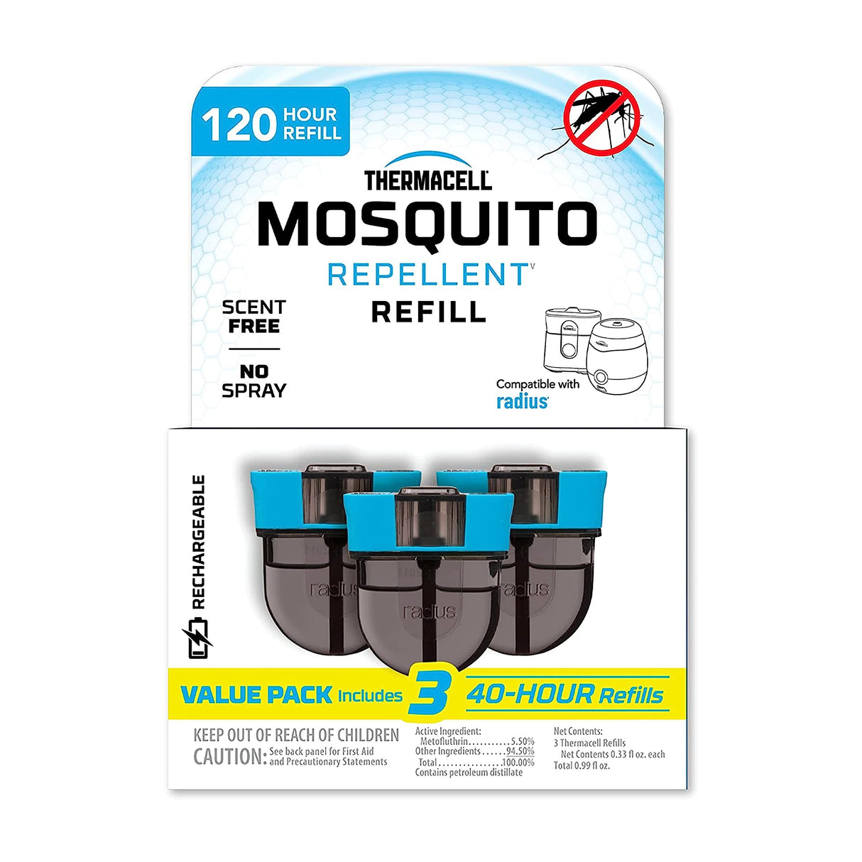 Thermacell Mosquito Rechargeable Repeller Refills; Compatible with Thermacell E-Series & Radius Only; 20 Foot Mosquito Protection Zone; Bug Spray Alternative; Scent Free; No Candle or Flame