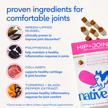Load image into Gallery viewer, Native Pet Pain Relief for Dogs - Collagen for Dogs Promotes Joint Health, Reduce Inflammation & Stiffness - Senior Pup Joint Supplement - Natural Pain Reliever for Active & Aging Pets - 30 Chews