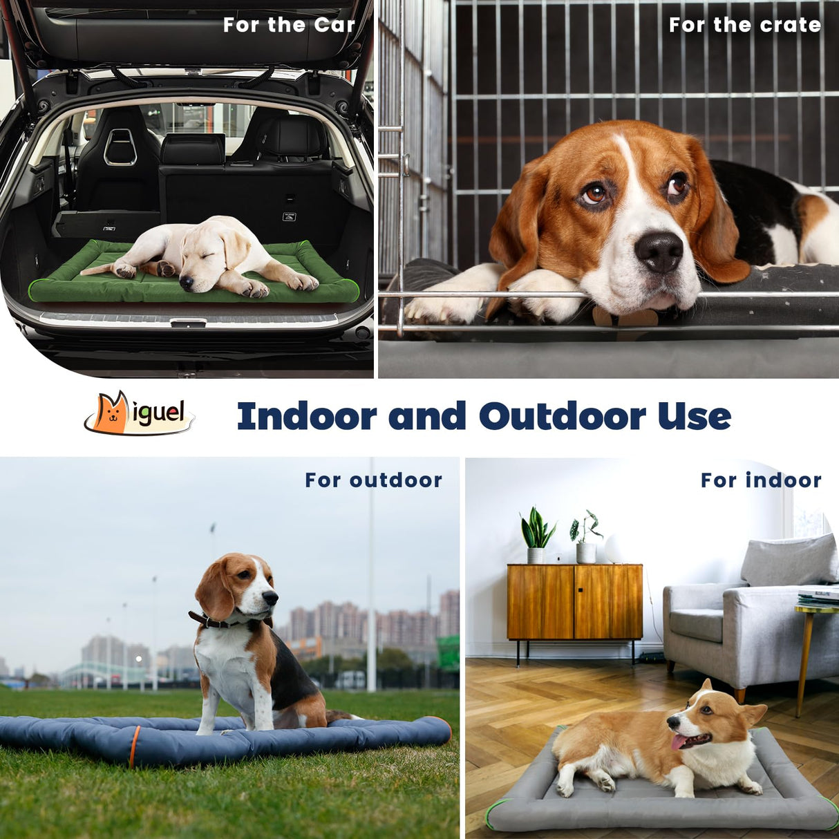 Miguel Oxford 900D Outdoor Waterproof Dog Bed for Metal Dog Crates Water-Resistant All Weather Pet Mat Durable Easy Wipe Clean Travel Indoor Outdoor Puppy Cat Crate Bed 40inch, Gray