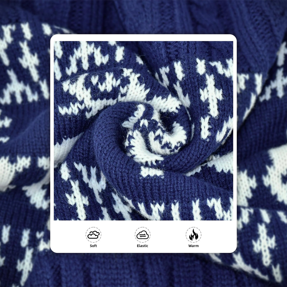 Vehomy Christmas Dog Turtleneck Sweater Christmas Pet Cable-Knit Sweater with Snowflake Pattern Cold Weather Pullover Sweaters Xmas Pet Knitwear Apparel Outfit for Small Medium Large Dogs Navy 3XL