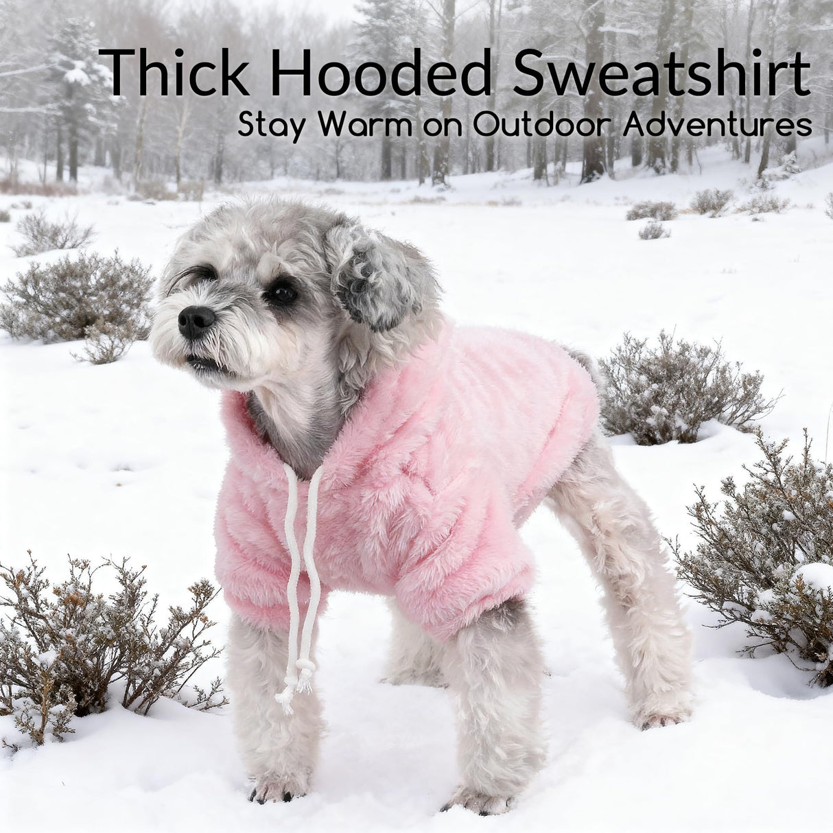 Fuzzy Dog Hoodie Sweater for Large Dogs Warm Winter Dog Clothes with Double-Sided Plush Fleece Soft Stretchy Pet Coats Hooded Sweatshirt for Medium Large Dogs