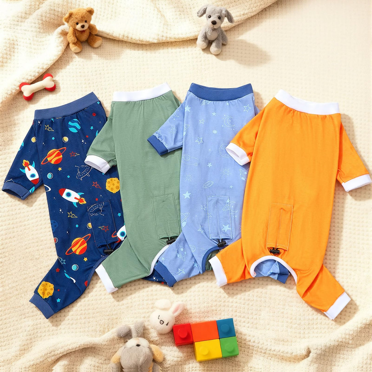 4 Pack Dog Pajamas Pet Costumes Dog Jammies Onesies Sweatshirt Adjustable Breathable Stretchy Clothes for Puppy Small Medium Large Dogs Girls Boys,XS