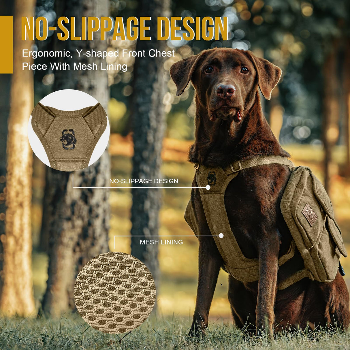 ONETIGRIS Dog Hiking Backpack, Dog Pack for Medium Large Dogs, HOPPY CAMPER 3.0 Dogs Saddle Bag Harness Outdoor Hiking (M, Brown)