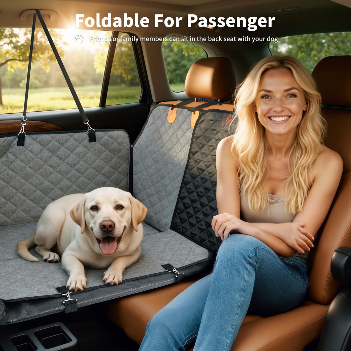 HOTEAGLE Back Seat Cover for Dogs, Waterproof Hard Bottom Spacious and Comfortable, Ideal for Car Trips and Outdoor Adventures, Cherished by Pet Owners(Grey)