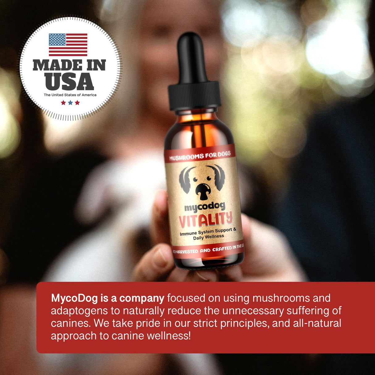 MycoDog Vitality - Mushroom & Adaptogen Supplement for Dogs - Immune Health, Senior Dog, & Daily Wellness Support - Turkey Tail Mushroom for Dogs, Reishi, Chaga