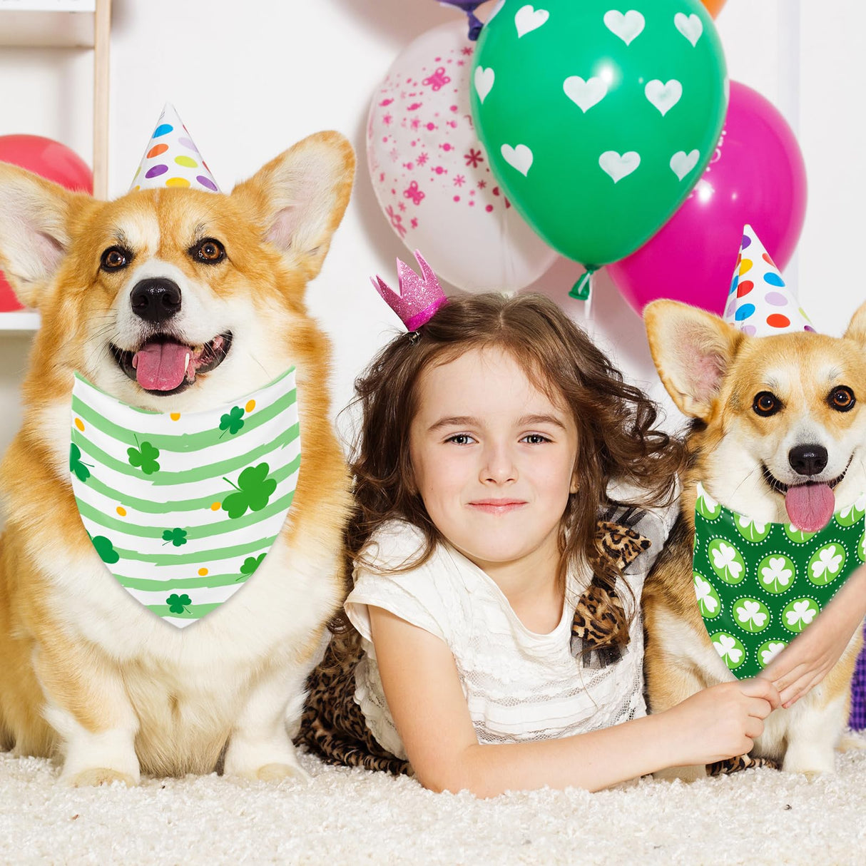 Whaline 36Pcs St. Patrick's Day Dog Bandana Triangle Pet Scarf Adjustable Puppy Neckerchief Green Shamrock Clover Plaid Dog Bib for Irish Holiday Medium Large Cat Costume Accessories