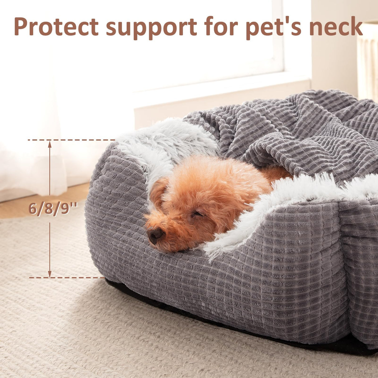 MIXJOY Dog Beds for Large Medium Small Dogs, Rectangle Cave Hooded Blanket Puppy Bed, Luxury Orthopedic Cat Beds for Indoor Cats, Warmth and Machine Washable (35 inches, Grey)