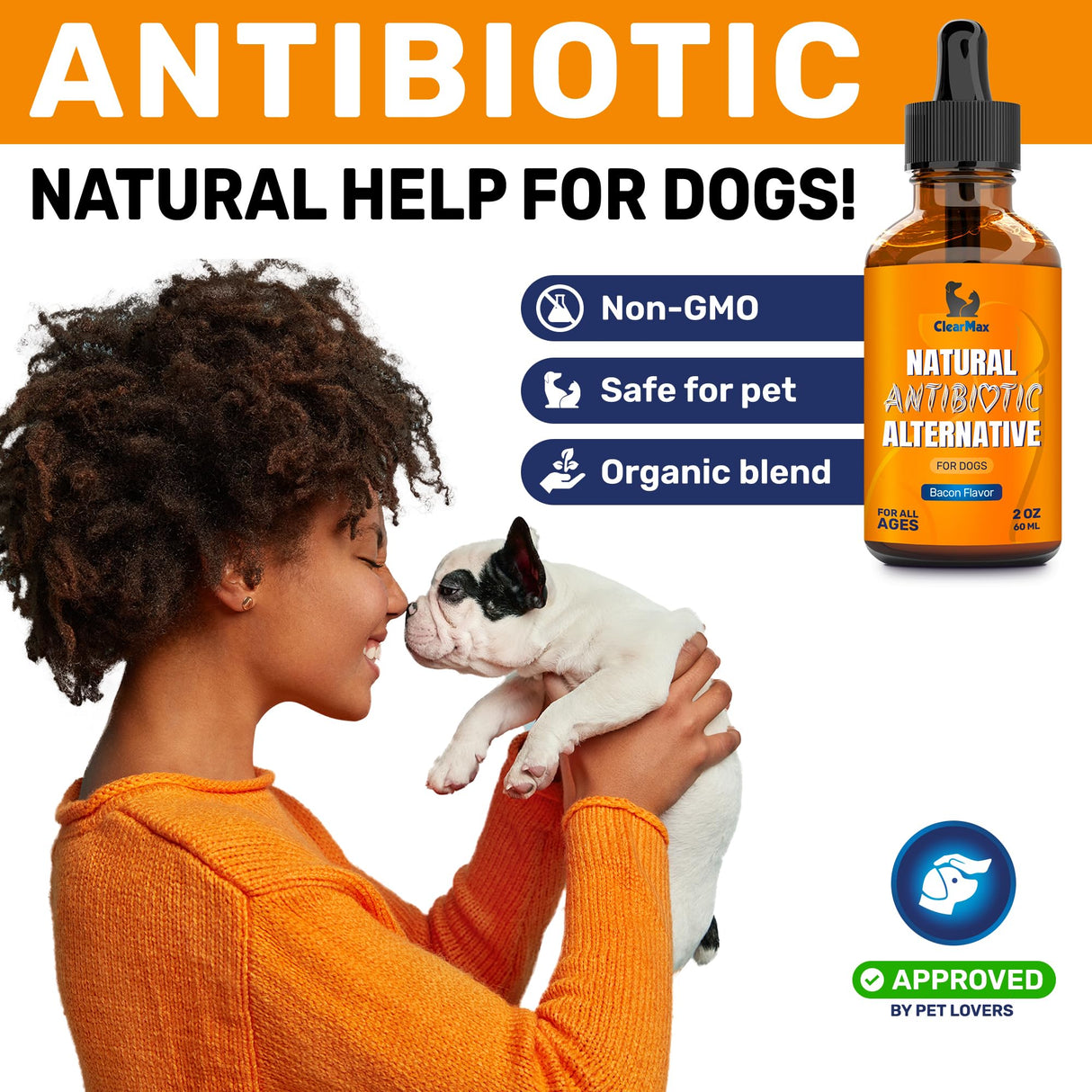 Dog Antibiotics for Infections, Allergies, Coughs β Natural Antibiotics for Dogs with Cranberry Provide Urination & Digestion Care β Natural Ingredients + Bacon Flavor β 2 Oz